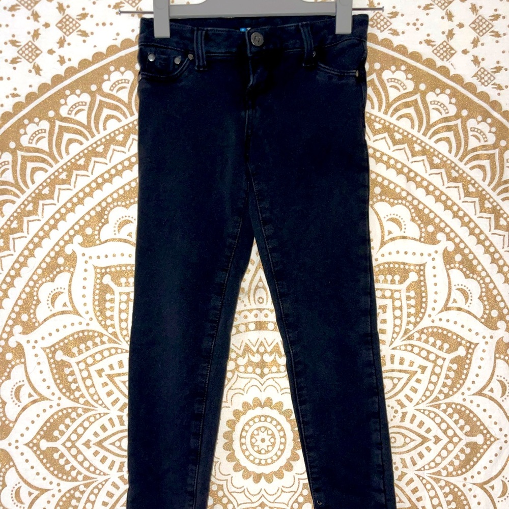 “TRACTOR” GIRLS BLACK BUTTON & ZIP-UP SOFT JEGGINGS WITH POCKETS, SIZE 8 - Picture 2 of 5